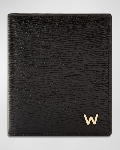 Shop Wolf Men's W-plaqué Recycled Leather Bifold Id Card Case In Black