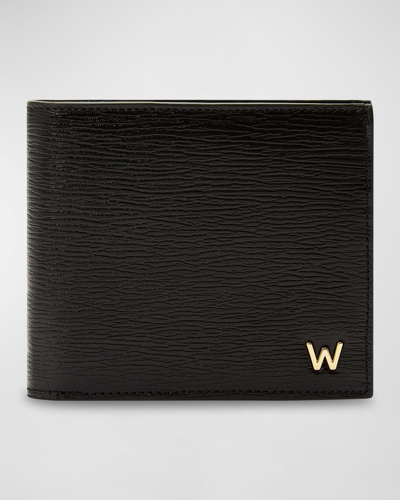 Shop Wolf Men's W-logo Recycled Leather Billfold Wallet In Black