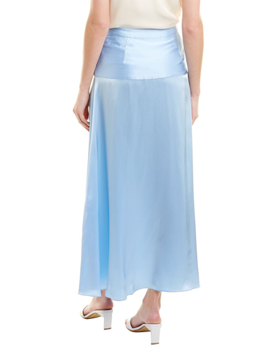 Shop Arias Ruched Silk Maxi Skirt In Blue