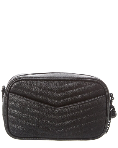 Shop Saint Laurent Lou Mini Quilted Leather Crossbody In Black