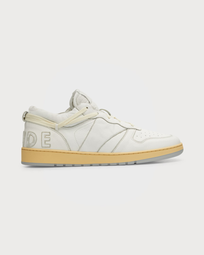 Shop Rhude Men's Rhecess Tonal Leather Low-top Sneakers In White