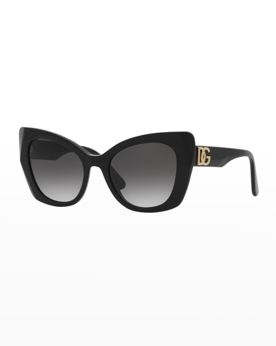 Shop Dolce & Gabbana Dg Logo Metal Cat-eye Sunglasses In Havana