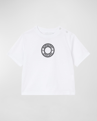 Shop Burberry Kid's Roundel Logo-print T-shirt In White