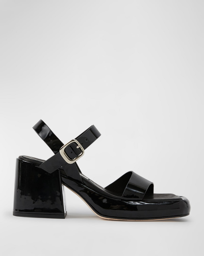 Shop Miista Beverly Calfskin Ankle-strap Platform Sandals In Black