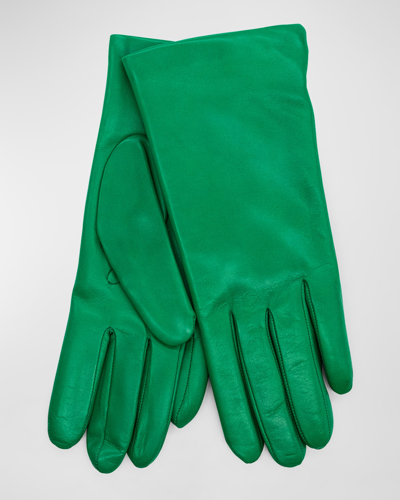 Shop Portolano Cashmere-lined Napa Leather Gloves In Kelly Green