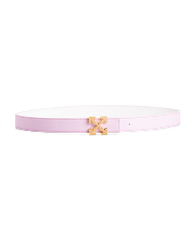 Shop Off-white Arrow Reversible Leather Skinny Belt In Lilac White