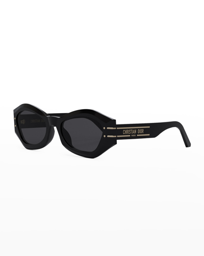 Shop Dior Geometric Acetate Cat-eye Sunglasses In Shiny Dark Green