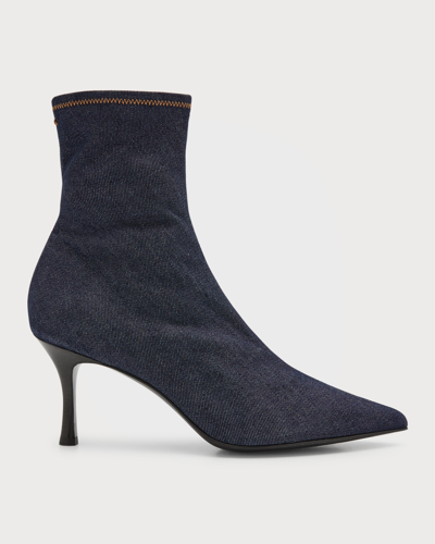 Shop Rag & Bone Brea Denim Stiletto Ankle Boots In Darkblu