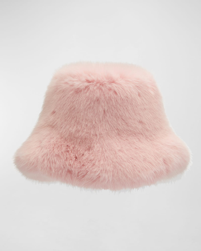 Shop Jocelyn Oversized Faux Fur Bucket Hat In Pink