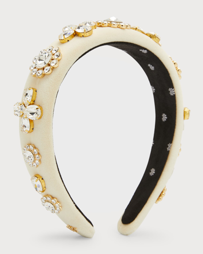 Lele Sadoughi Crystal Embellished Padded Velvet Headband In Ivory