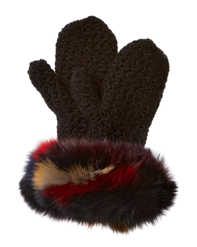 Shop Surell Accessories Fleece-lined Knit Mittens In Black