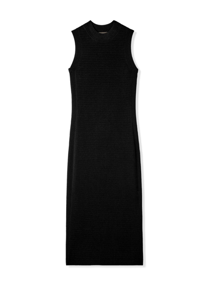 Shop St John Mock Collar Dress In Black