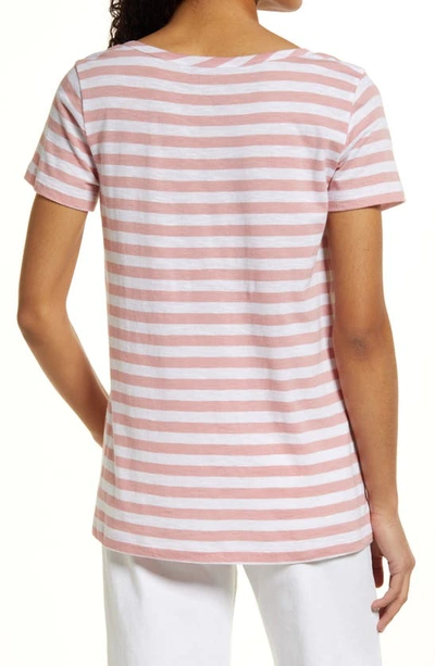 Shop Caslon Rounded V-neck T-shirt In Pink B- White Charm Stp