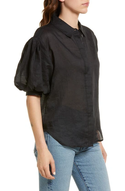 Shop Frame Puff Sleeve Blouse In Noir