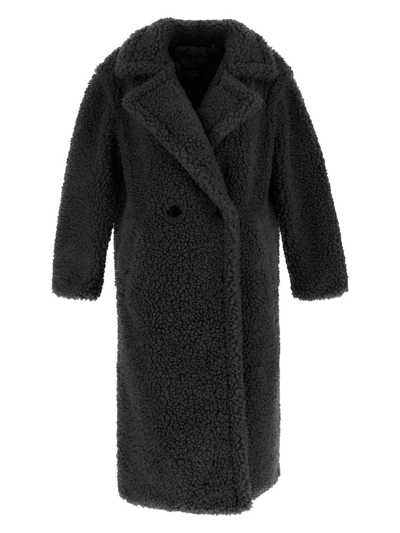 Ugg Teddy-texture Double-breasted Coat In Black