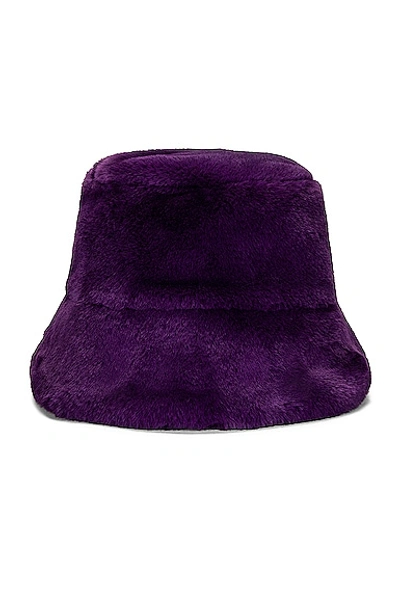 Shop Clyde Faux Fur Bucket Hat In Purple