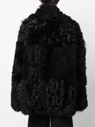Shop Ami Alexandre Mattiussi Shearling Button-up Coat In Black