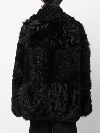 Ami Alexandre Mattiussi Shearling Button-up Coat In Black