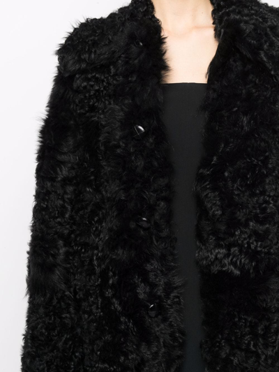 Ami Alexandre Mattiussi Shearling Button-up Coat In Black