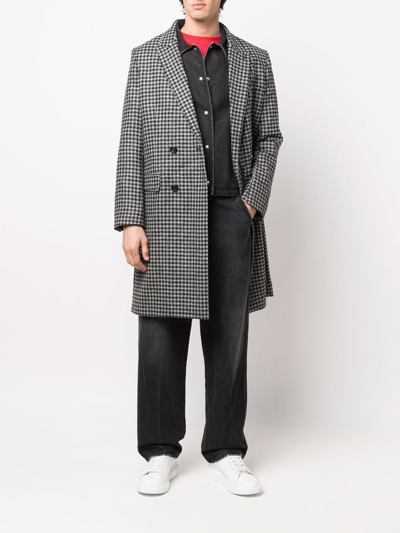 Shop Ami Alexandre Mattiussi Houndstooth Pattern Double-breasted Coat In Grey
