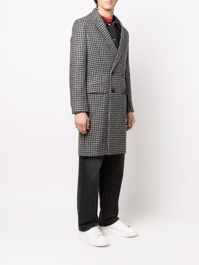 Shop Ami Alexandre Mattiussi Houndstooth Pattern Double-breasted Coat In Grey