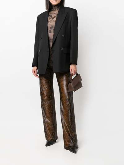 Shop Ami Alexandre Mattiussi Snakeskin-print Trousers In Brown