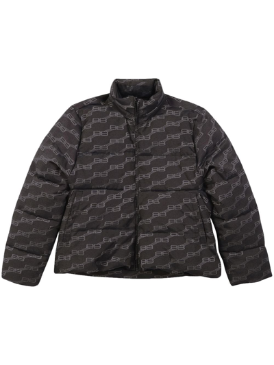 Shop Balenciaga C-shape Logo-print Puffer Jacket In Black