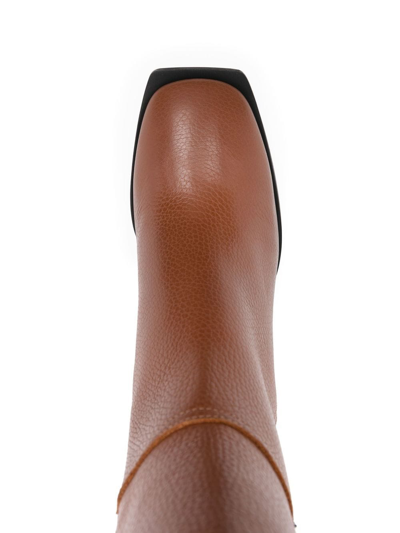 Shop Pollini 75mm Leather Knee Boots In Brown