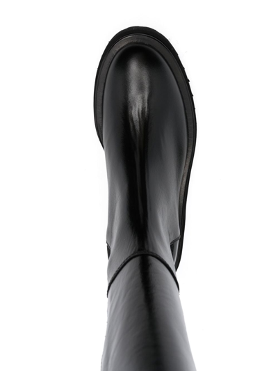 Shop Pollini Chunky Leather Boots In Black