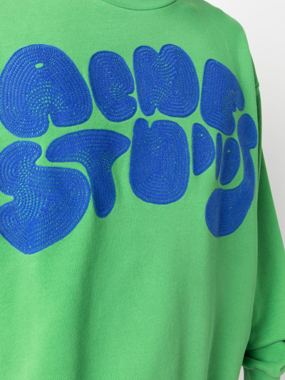 Shop Acne Studios Embroidered-logo Sweatshirt In Green