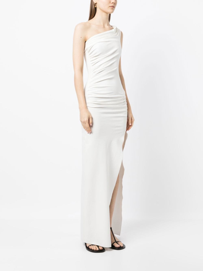 Shop Victor Glemaud One-shoulder Ruched Dress In White