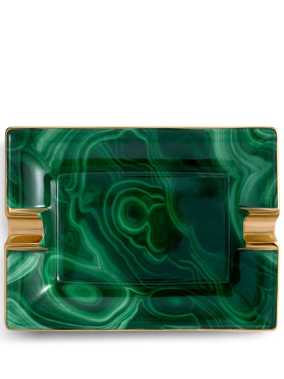 Shop L'objet Malachite Porcelain Ashtray In Green