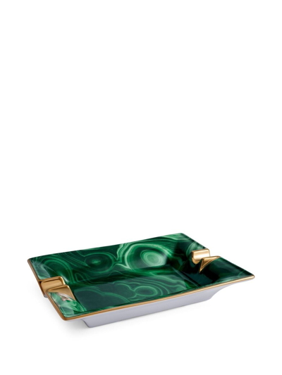 Shop L'objet Malachite Porcelain Ashtray In Green