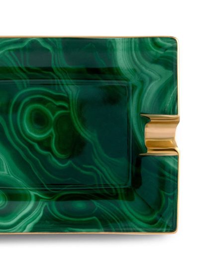 Shop L'objet Malachite Porcelain Ashtray In Green