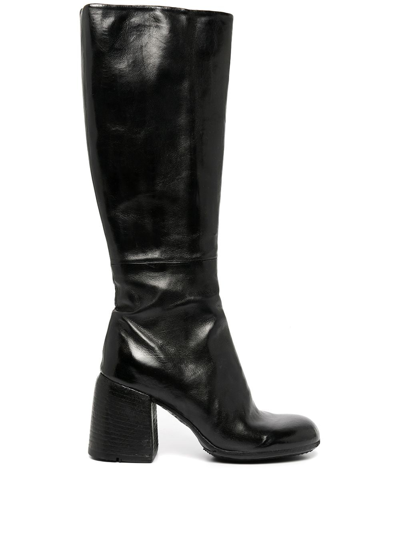 Shop Madison.maison Knee-high Leather Boots In Black