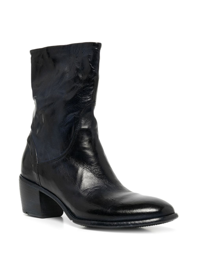 Madison.maison Laminated Metallic-finish 60mm Ankle Boots In Blue