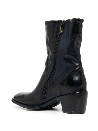 Madison.maison Laminated Metallic-finish 60mm Ankle Boots In Blue
