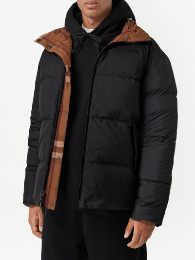 Shop Burberry Vintage Check-pattern Down Jacket In Brown