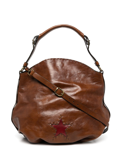 Shop Madison.maison Leather Star-detail Shoulder Bag In Brown