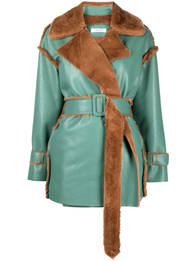 Shop Madison.maison Short Faux-fur Reversible Coat In Green
