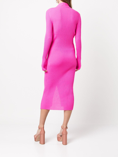 Shop Madison.maison Ribbed-knit Cardigan Dress In Pink