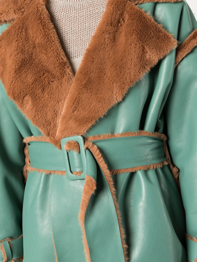 Shop Madison.maison Short Faux-fur Reversible Coat In Green