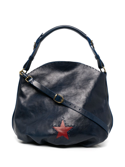 Shop Madison.maison Leather Star-detail Shoulder Bag In Blue
