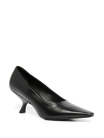 Shop The Row Kitten Leather Pumps In Blk