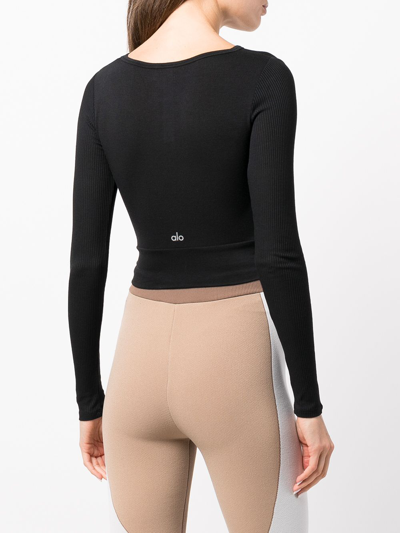 Shop Alo Yoga Cover Long-sleeve T-shirt In Black