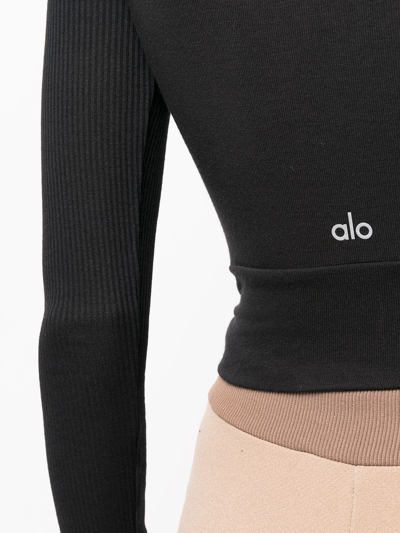 Shop Alo Yoga Cover Long-sleeve T-shirt In Black