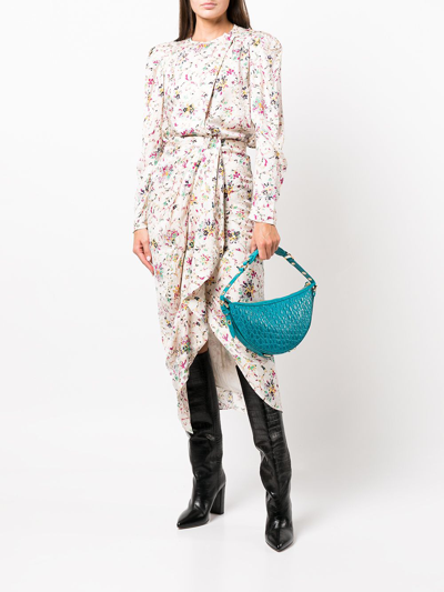 Isabel Marant Étoile Berthe Draped Floral-print Jacquard Midi Skirt In Ecru