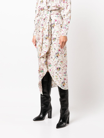 Shop Isabel Marant Étoile Berthe Floral-print Skirt In Ecru