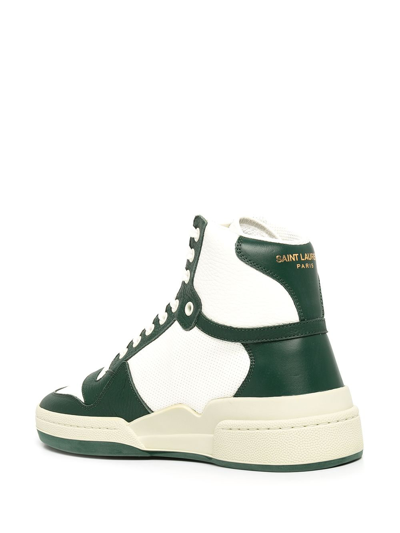Shop Saint Laurent High-top Sneakers In 8513 White/dark Basil