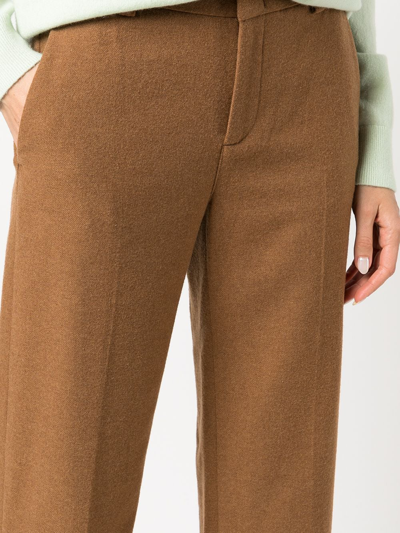 Shop Vince Flannel Straight-leg Trousers In Walnut